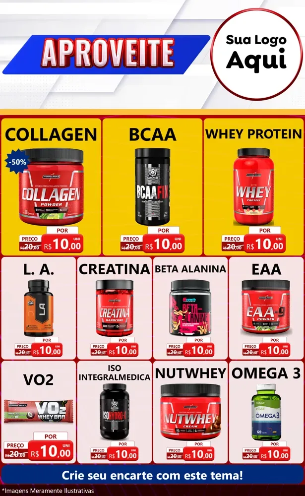 Modelo de Encarte para Encarte Grande com o tema Aproveite para Suplementos alimentares