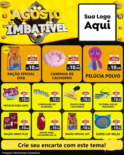 Modelo de Rede Social para Feed Instagram com o tema Agosto Imbatível para Pet Shop