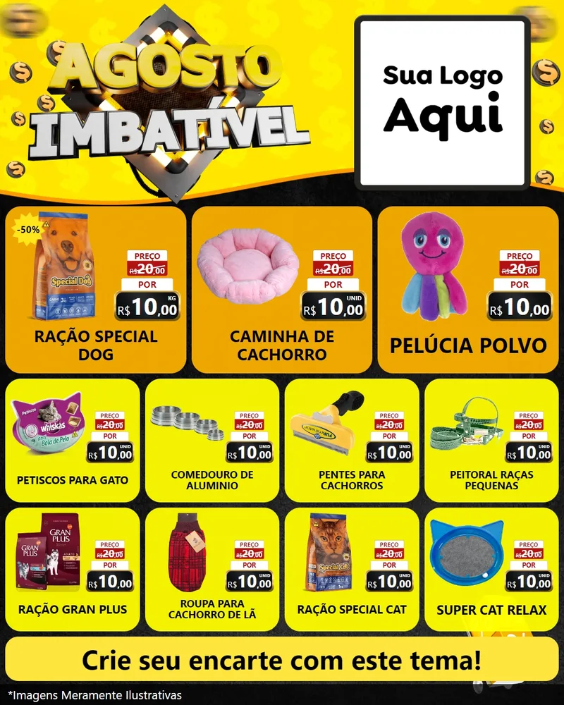 Modelo de Rede Social para Feed Instagram com o tema Agosto Imbatível para Pet Shop
