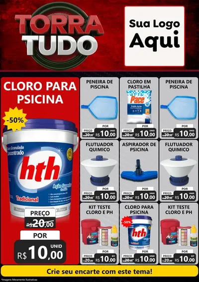 Modelo de Encarte para Encarte A4 Vertical com o tema Torra Tudo para Produtos para Piscina