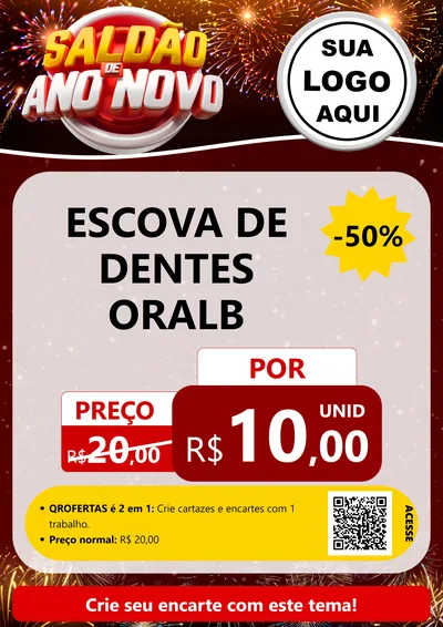 Modelo de Cartaz para Cartaz A4 Vertical com o tema Saldão de Ano Novo para Higiene Pessoal