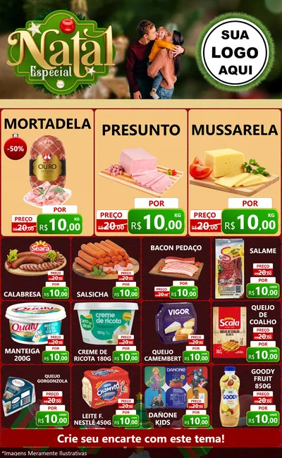 Modelo de Encarte para Encarte Grande com o tema Natal Especial para Frios e Laticínios