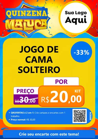 Modelo de Cartaz para Cartaz A4 Vertical com o tema Quinzena Maluca para Cama, Mesa e Banho