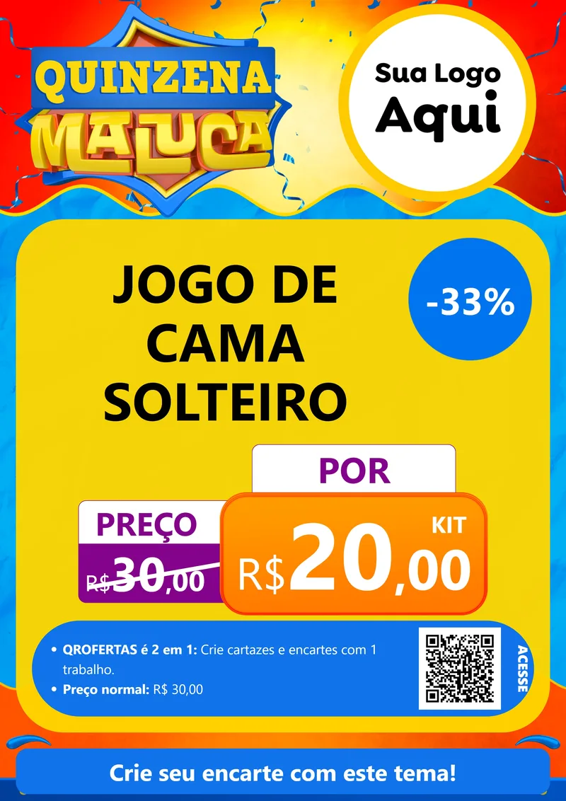 Modelo de Cartaz para Cartaz A4 Vertical com o tema Quinzena Maluca para Cama, Mesa e Banho