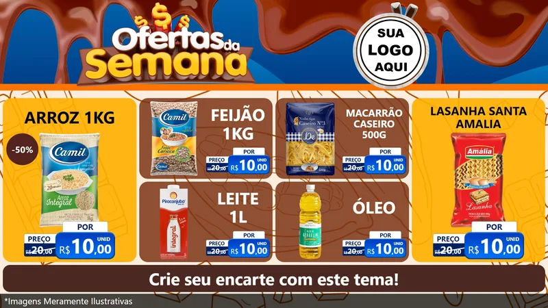Modelo de TV para TV Horizontal com o tema Ofertas da Semana - Páscoa para Supermercado