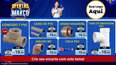 Modelo de TV para TV Horizontal com o tema Ofertas de Março para Tubos e conexões
