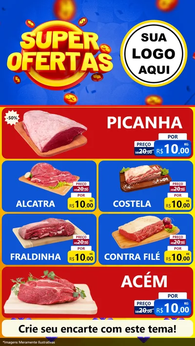 Modelo de TV para TV Vertical com o tema Super Ofertas para Açougue