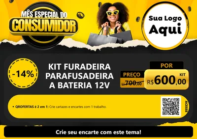 Modelo de Cartaz para Cartaz A4 Horizontal com o tema Mês Especial do Consumidor para Maquinas e Ferramentas