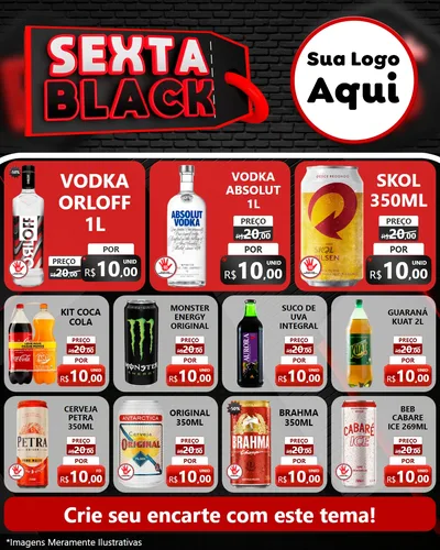 Modelo de Rede Social para Feed Instagram com o tema Sexta Black para Distribuidora de bebidas