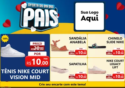 Modelo de Encarte para Encarte A4 Horizontal com o tema Oferta Do Dia Dos Pais para Calçados