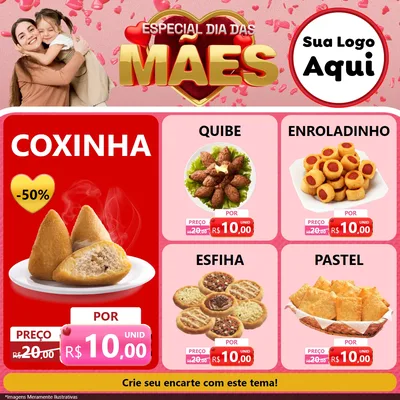 Modelo de Rede Social para Feed Facebook com o tema Especial Dia Das Mães para Salgadaria