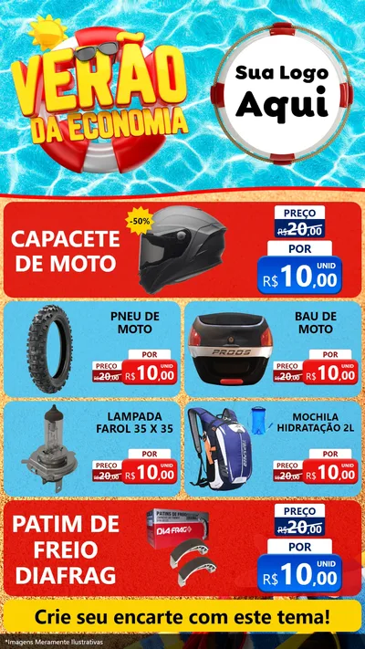 Modelo de TV para TV Vertical com o tema Verão da Economia para Moto peças