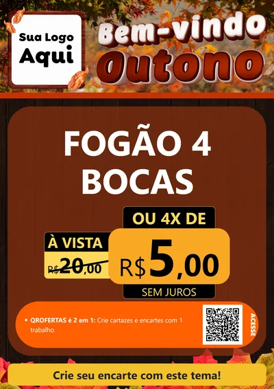 Modelo de Cartaz para Cartaz A4 Vertical com o tema Bem-vindo Outono para Móveis e Eletro