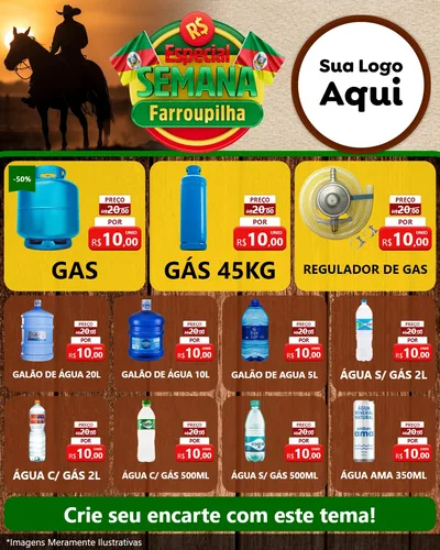 Modelo de Rede Social para Feed Instagram com o tema Especial Semana Farroupilha para Água e gás