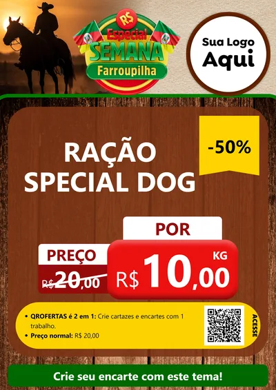 Modelo de Cartaz para Cartaz A4 Vertical com o tema Especial Semana Farroupilha para Pet Shop