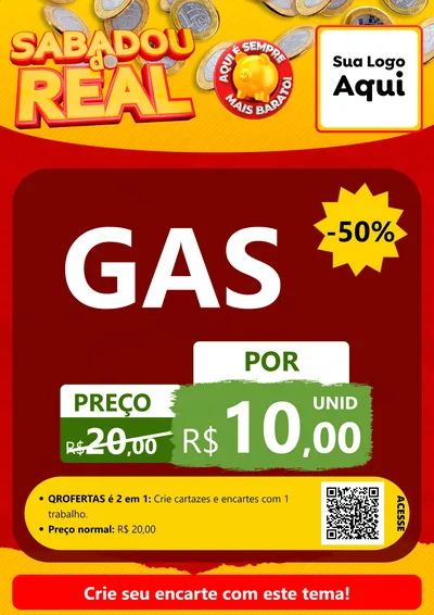 Modelo de Cartaz para Cartaz A4 Vertical com o tema Sabadou do Real para Água e gás