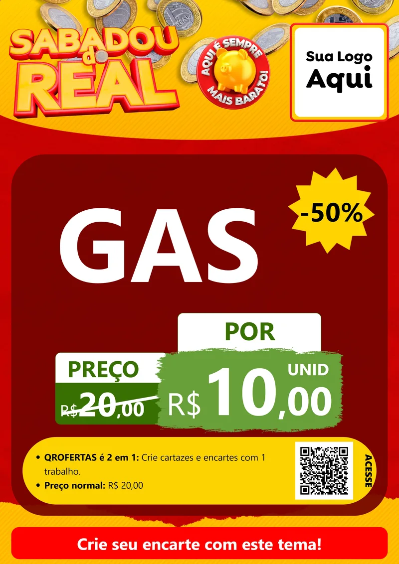 Modelo de Cartaz para Cartaz A4 Vertical com o tema Sabadou do Real para Água e gás
