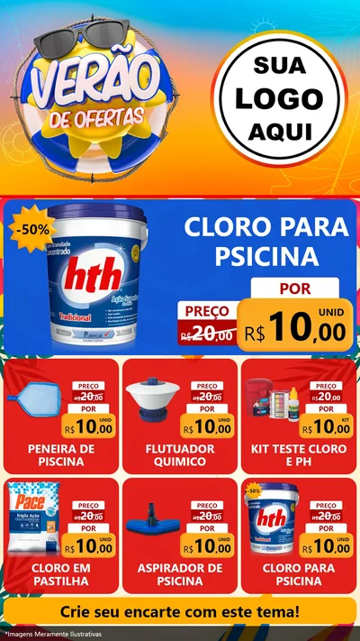 Modelo de Rede Social para Stories com o tema Verão de Ofertas para Produtos para Piscina