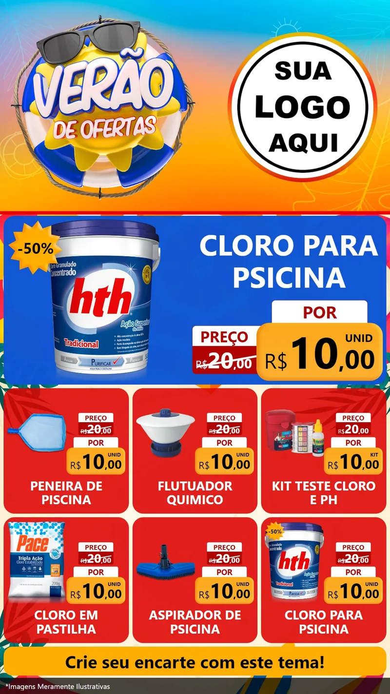 Modelo de Rede Social para Stories com o tema Verão de Ofertas para Produtos para Piscina