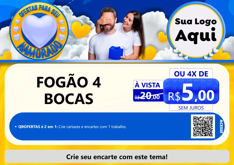 Modelo de Cartaz para Cartaz A4 Horizontal com o tema Ofertas Para Seu Namorado para Móveis e Eletro