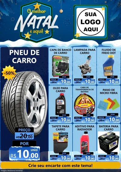 Modelo de Encarte para Encarte A4 Vertical com o tema O Melhor Natal É Aqui! para Auto peças