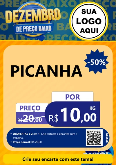 Modelo de Cartaz para Cartaz A4 Vertical com o tema Dezembro de Preço Baixo para Açougue