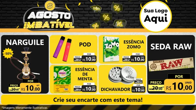 Modelo de TV para TV Horizontal com o tema Agosto Imbatível para Tabacaria