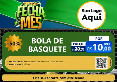 Modelo de Cartaz para Cartaz A4 Horizontal com o tema Operação Fecha Mês para Artigos Esportivos