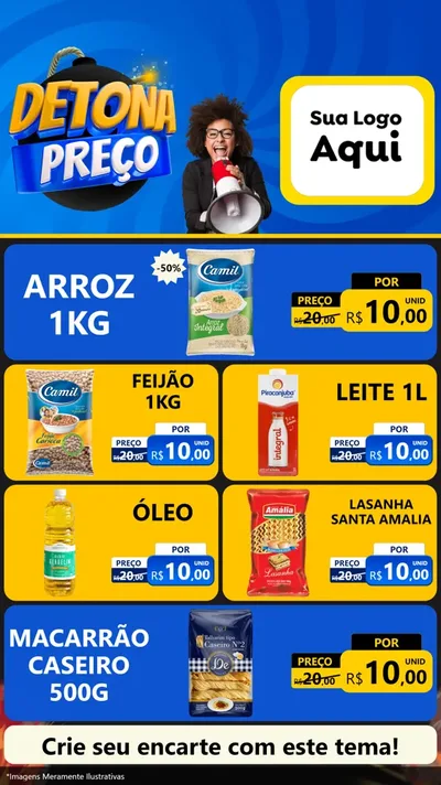 Modelo de TV para TV Vertical com o tema Detona Preços para Supermercado