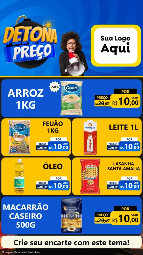 Modelo de TV para TV Vertical com o tema Detona Preços para Supermercado