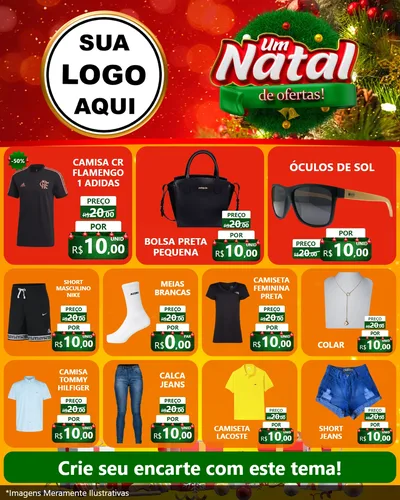 Modelo de Rede Social para Feed Instagram com o tema Um Natal de Ofertas para Roupas e acessórios