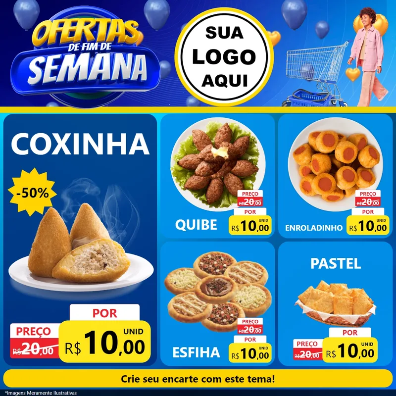 Modelo de Rede Social para Feed Facebook com o tema Ofertas de Fim de Semana para Salgadaria