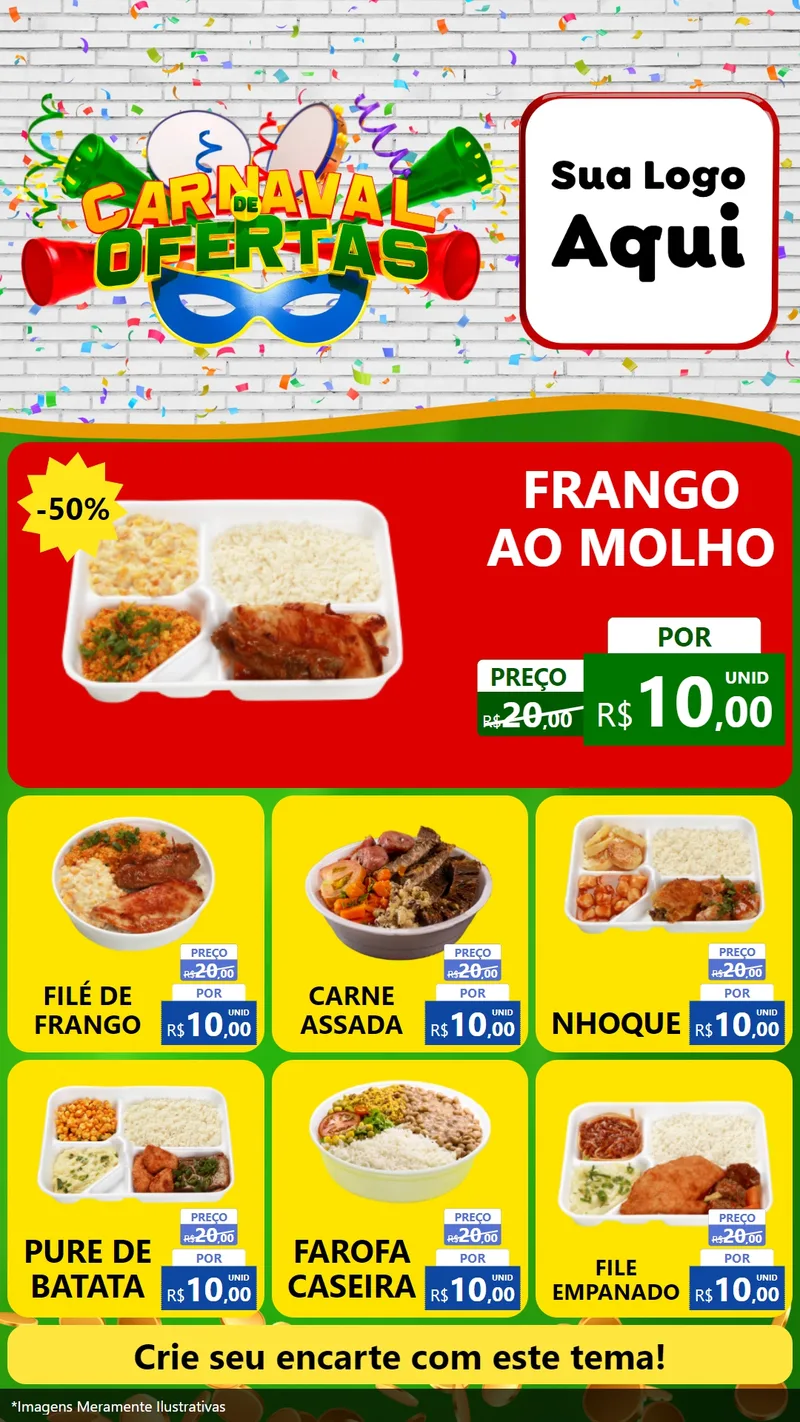 Modelo de Rede Social para Stories com o tema Carnaval de Ofertas para Restaurante