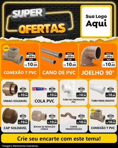 Modelo de Rede Social para Feed Instagram com o tema Super Ofertas para Tubos e conexões