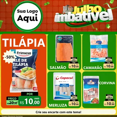 Modelo de Rede Social para Feed Facebook com o tema Julho Imbatível para Peixaria