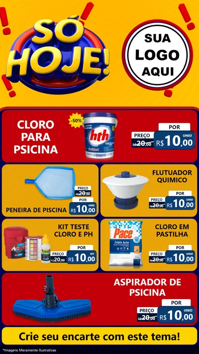 Modelo de TV para TV Vertical com o tema Só Hoje! para Produtos para Piscina