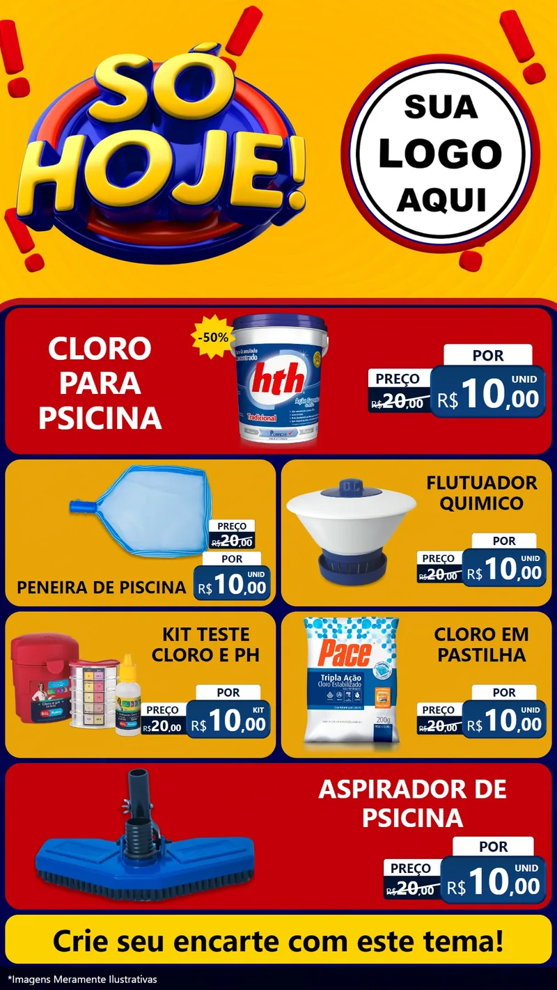 Modelo de TV para TV Vertical com o tema Só Hoje! para Produtos para Piscina