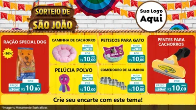 Modelo de TV para TV Horizontal com o tema Sorteio de São João para Pet Shop