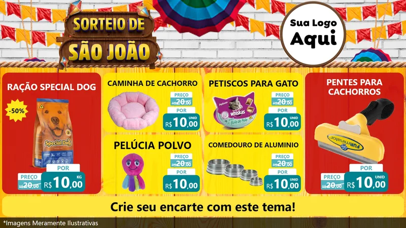 Modelo de TV para TV Horizontal com o tema Sorteio de São João para Pet Shop