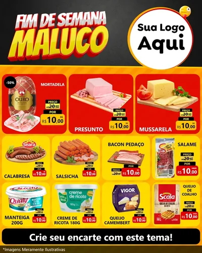 Modelo de Rede Social para Feed Instagram com o tema Final de Semana Maluco para Frios e Laticínios