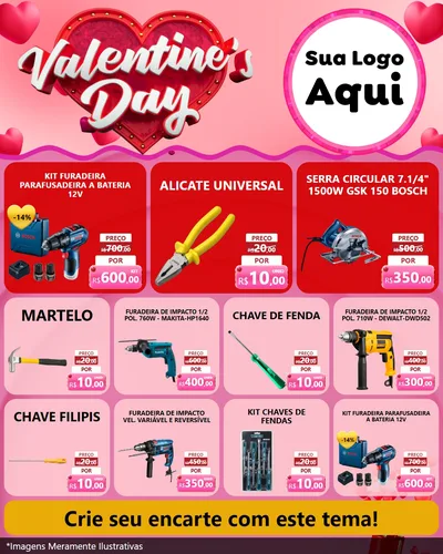 Modelo de Rede Social para Feed Instagram com o tema Valentine's Day para Maquinas e Ferramentas