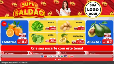 Modelo de TV para TV Horizontal com o tema Super Saldão para Hortifrúti