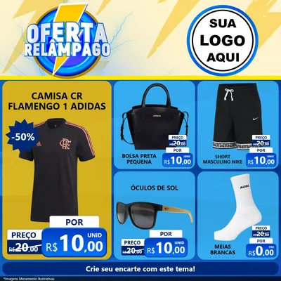 Modelo de Rede Social para Feed Facebook com o tema Oferta Relâmpago para Roupas e acessórios