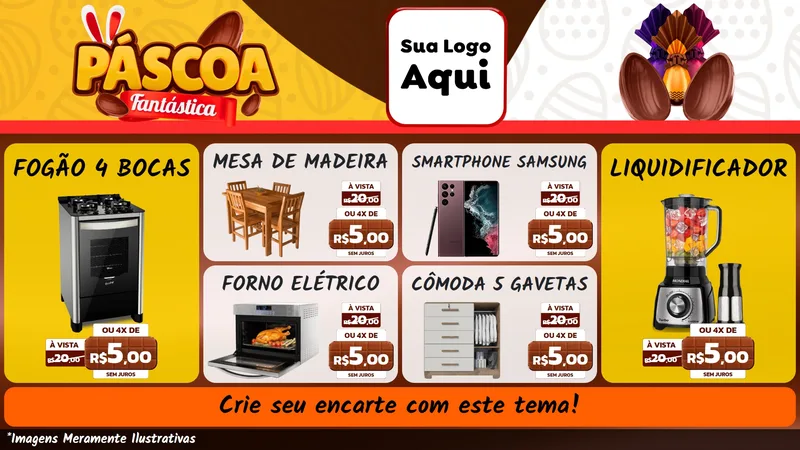 Modelo de TV para TV Horizontal com o tema Páscoa Fantástica para Móveis e Eletro