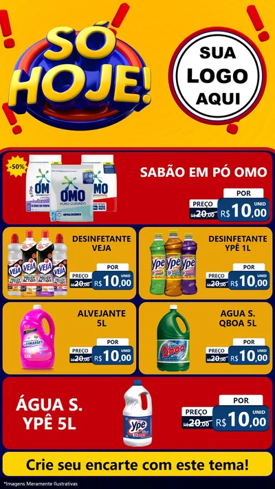 Modelo de TV para TV Vertical com o tema Só Hoje! para Produtos de Limpeza
