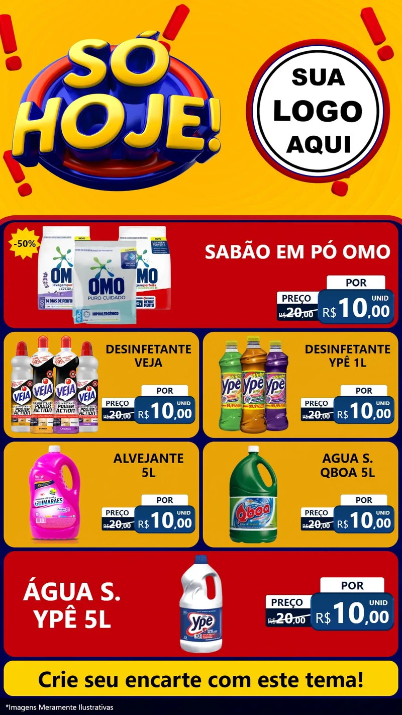 Modelo de TV para TV Vertical com o tema Só Hoje! para Produtos de Limpeza