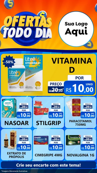 Modelo de Rede Social para Stories com o tema Ofertas Todo Dia para Farmácia