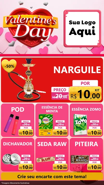 Modelo de Rede Social para Stories com o tema Valentine's Day para Tabacaria