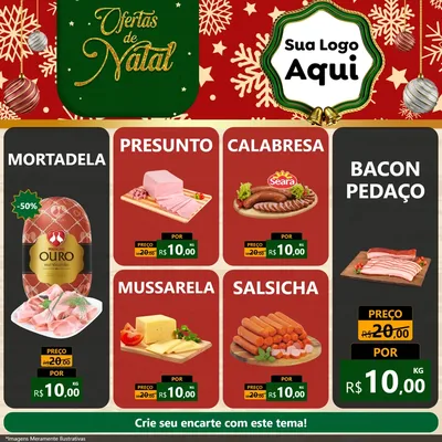 Modelo de Rede Social para Feed Facebook com o tema Natal de Ofertas para Frios e Laticínios