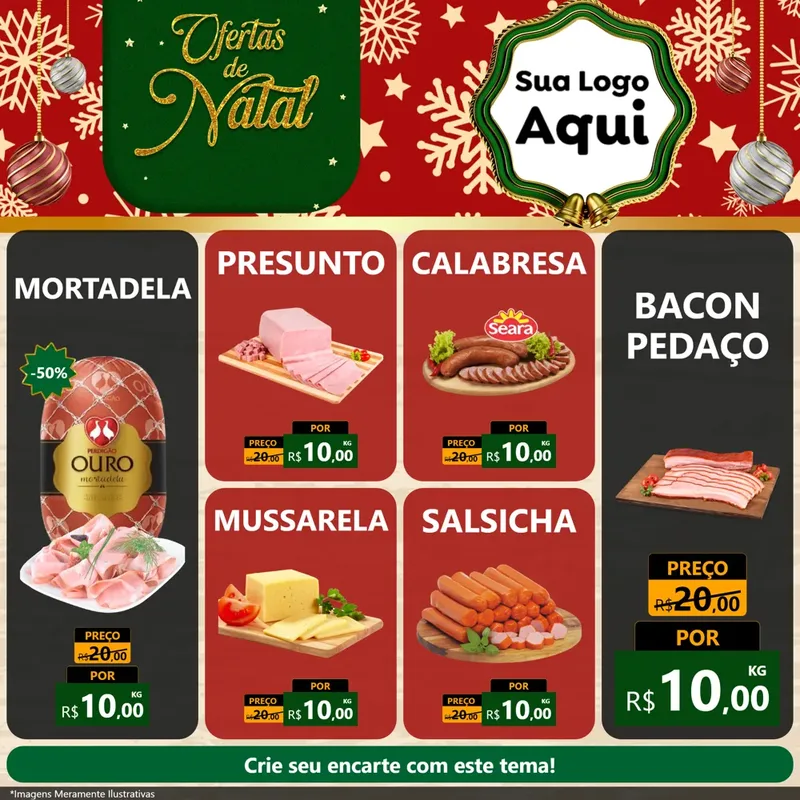 Modelo de Rede Social para Feed Facebook com o tema Natal de Ofertas para Frios e Laticínios